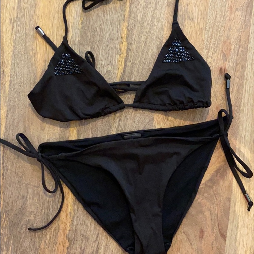 H&M Black Beaded String Bikini